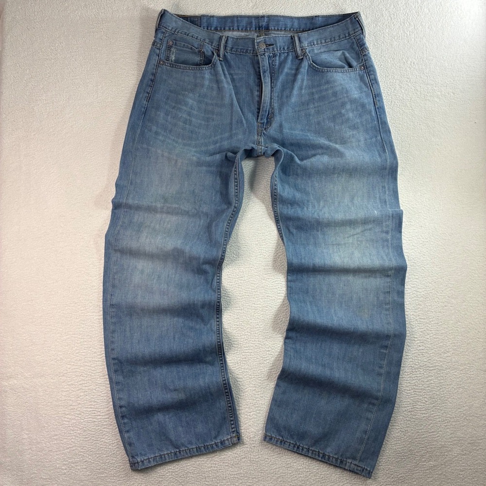 Levis‎ 569 Loose Straight Jeans Men 38x34 Blue Faded Skater Baggy Whiskered